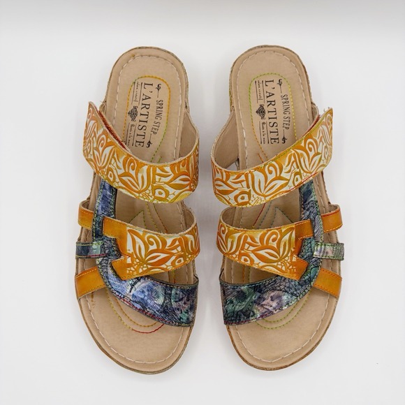 Spring Step Shoes - Spring Step L'Artiste Sandals Womens Sz 8.5 EU 39 Caiman Hand Painted 16342-2003